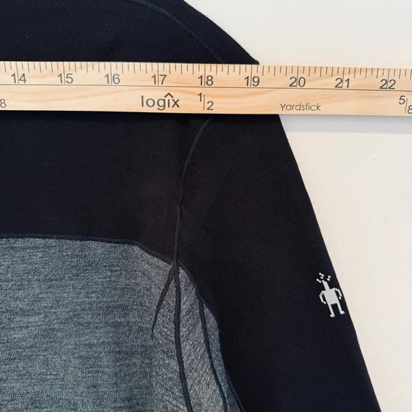 Smartwool Mens Merino 250 1/4 Zip Baselayer Size Large Black Gray Lightweight - Picture 12 of 15